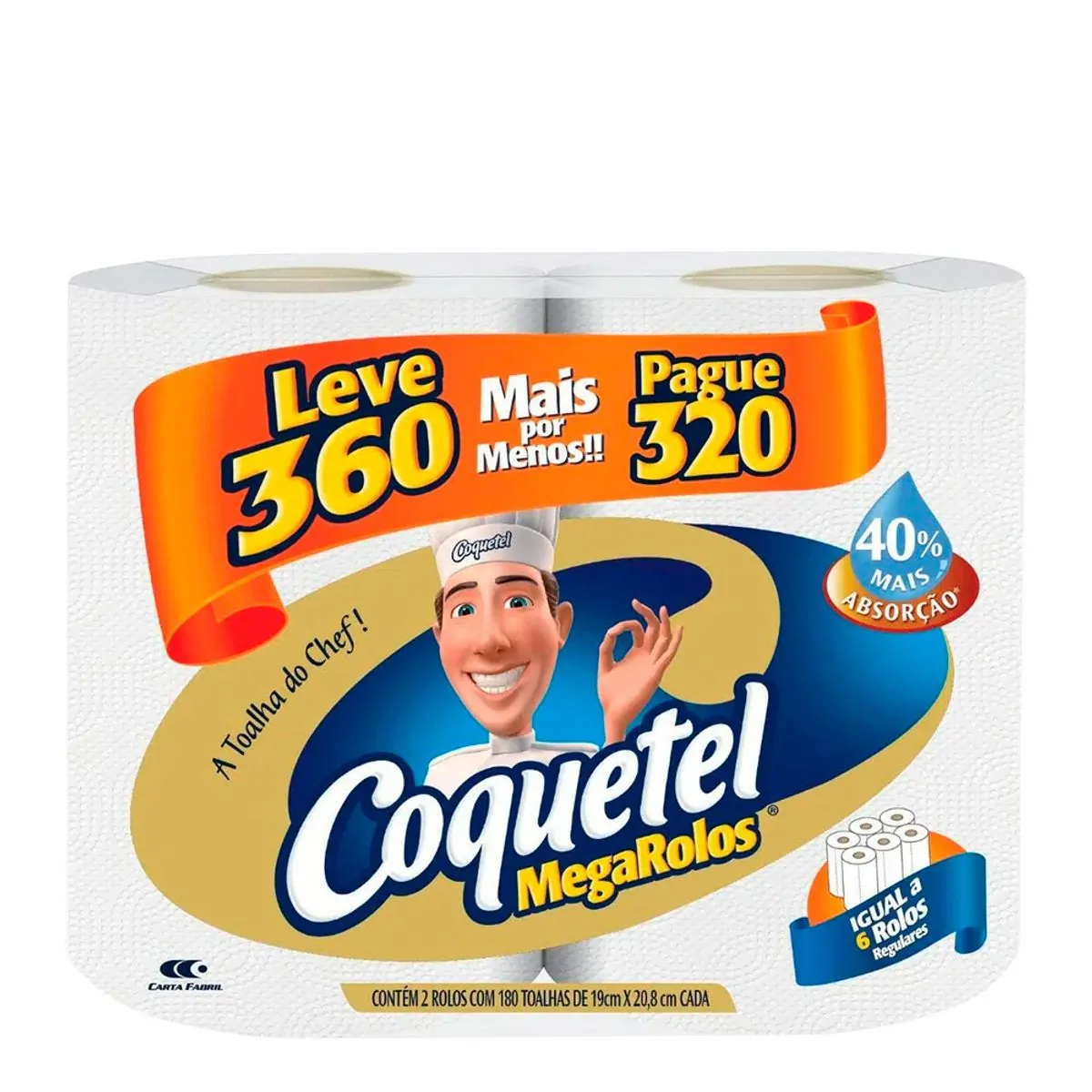 Papel Toalha Coquetel Megarolos 360 Papeis