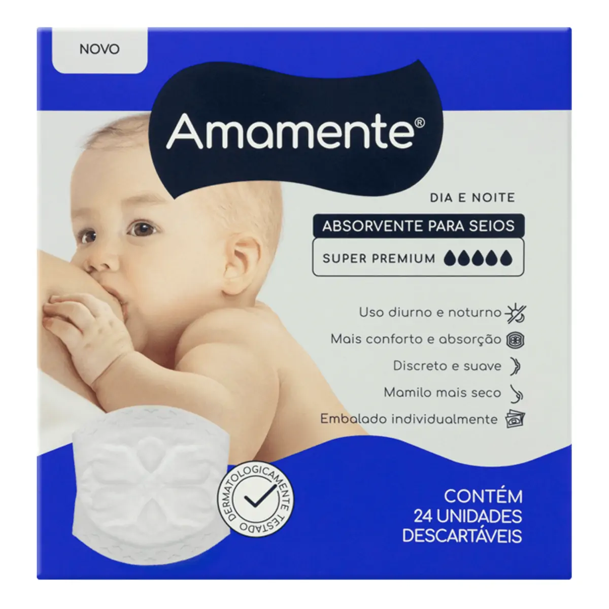 Absorvente para Seios Amamente Dia e Noite Super Premium 24 Unidades