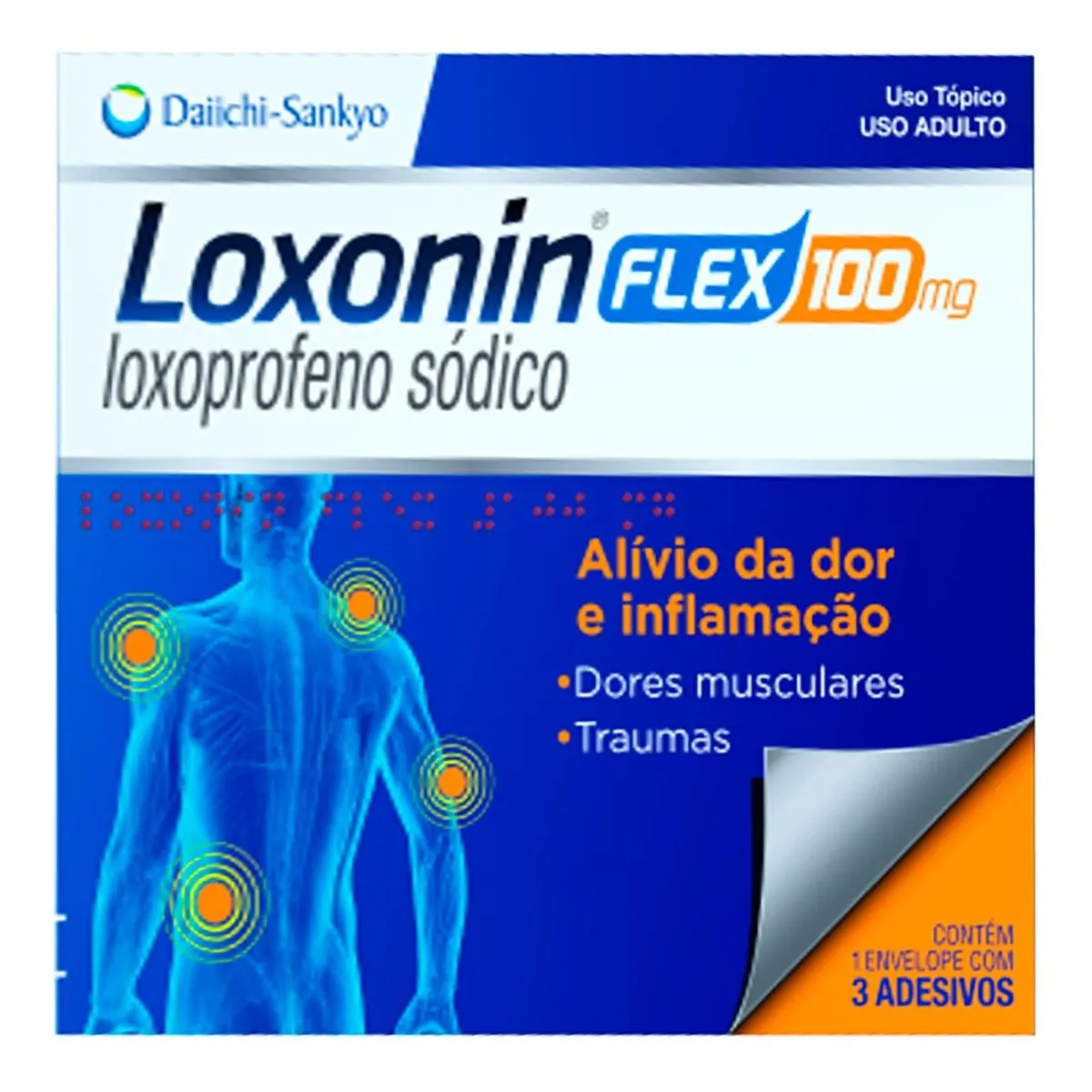 Analgésico e Anti-inflamatório Loxonin Flex 100mg 3 Adesivos Antidérmicos