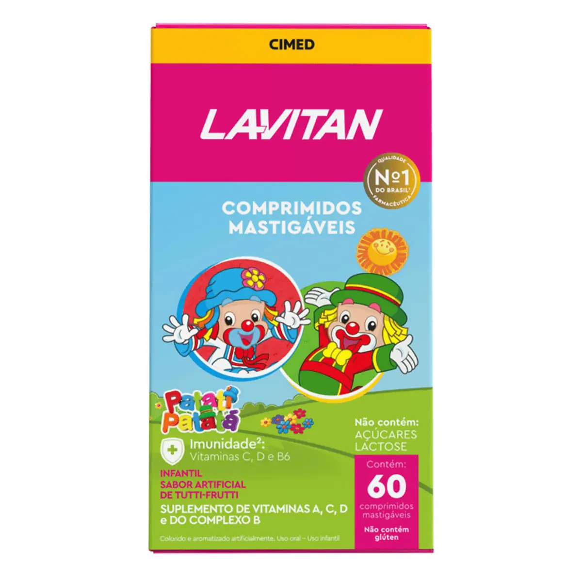 Suplemento Vitamínico Infantil LAVITAN Patati Patatá Sabor Tutti Frutti com 60 Comprimidos Mastigáve