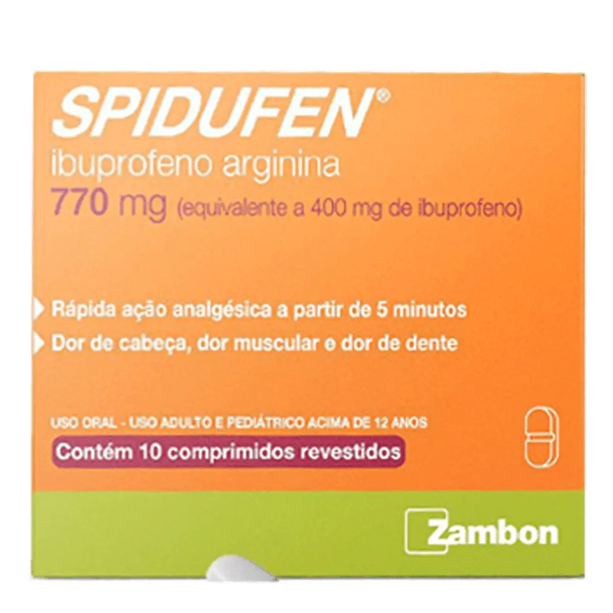 Analgésico e Antitérmico Spidufen 770mg 10 Comprimidos Revestidos