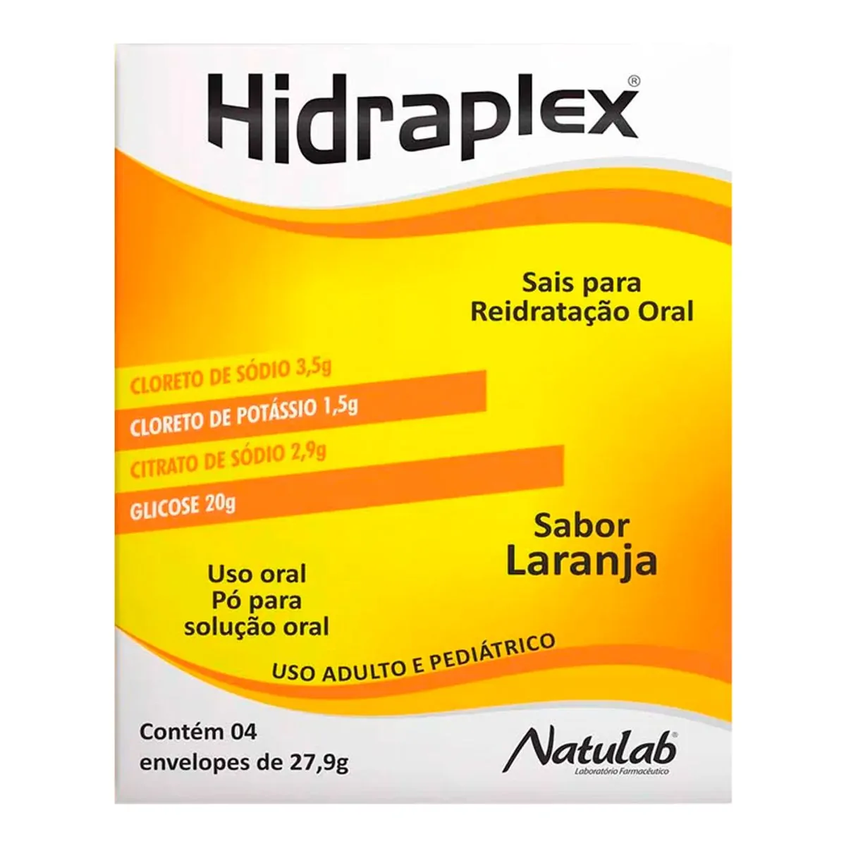 Reidratante Hidraplex 3,5g + 1,5g + 2,9g + 20g 4 Envelopes Laranja