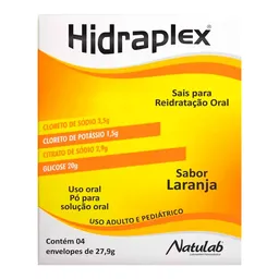 Reidratante Hidraplex 3,5g + 1,5g + 2,9g + 20g 4 Envelopes Laranja