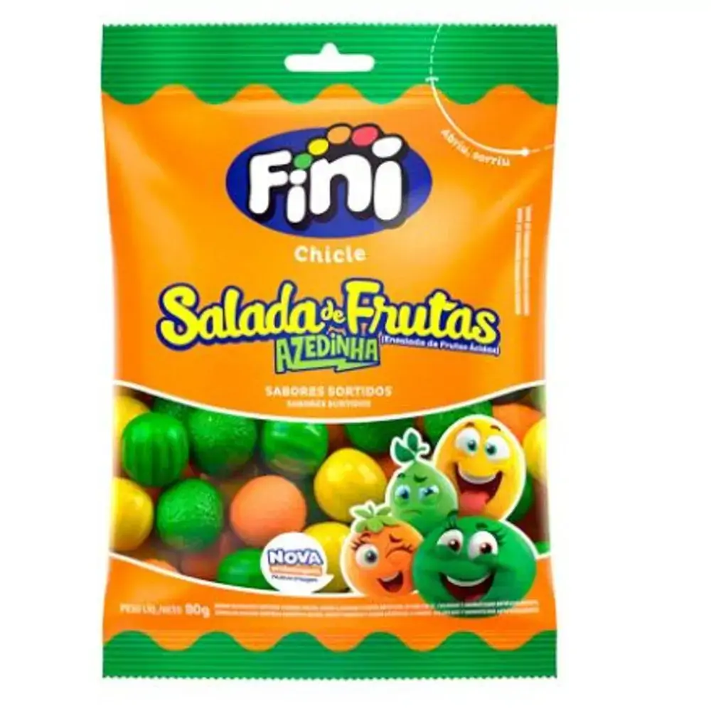 Chicle Salada de frutas azedinha pacote com 80g - Fini