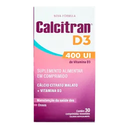 Suplemento Alimentar Calcitran D3 400UI FQM 30 Comprimidos