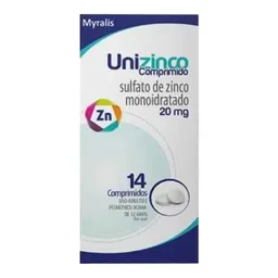 Unizinco 20mg Myralis 14 Comprimidos