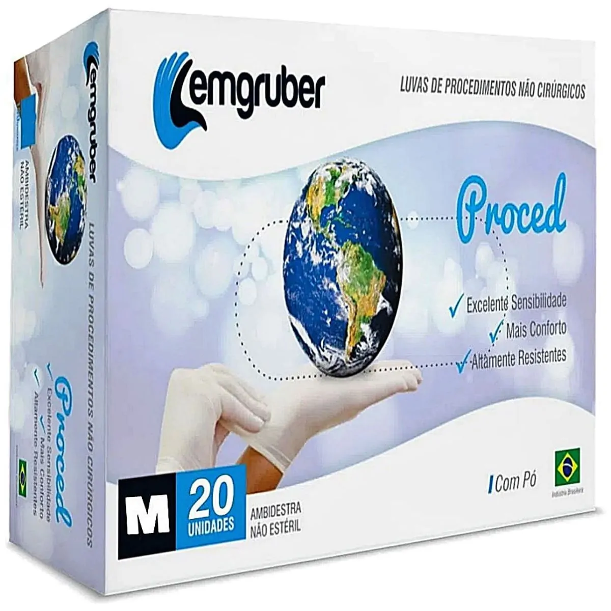 Luva De Procedimentos Proced Lemgruber - Com Pó - 20 Unidades - Tam M