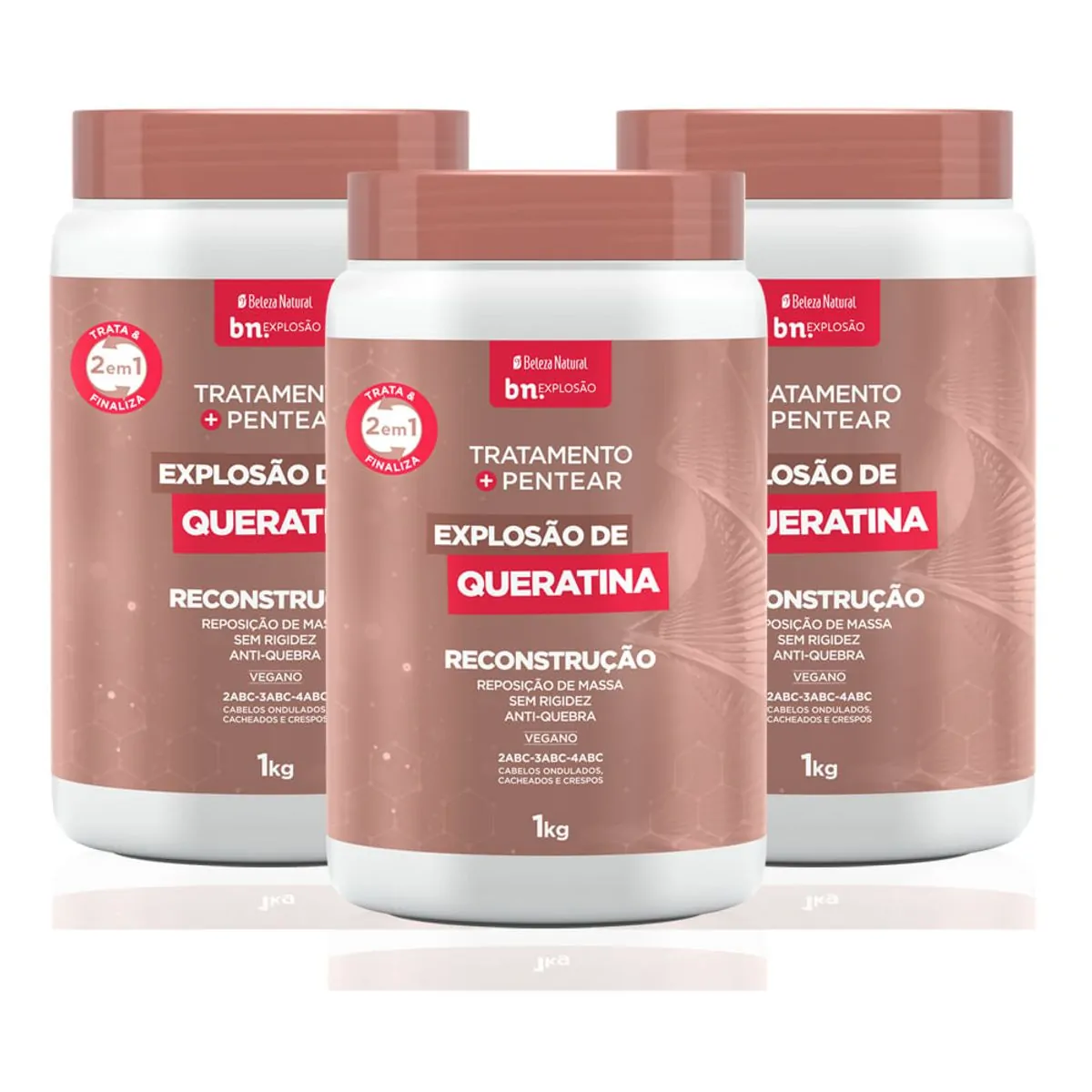 Creme de Pentear e Tratamento Explosão de Queratina 2 em 1 1Kg | Beleza Natural