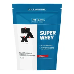 Whey Protein Super Max Titanium Pó Morango 900g Refil