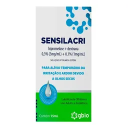 Colírio Lubrificante Sensilacri 1mg/ml + 3mg/ml 15ml