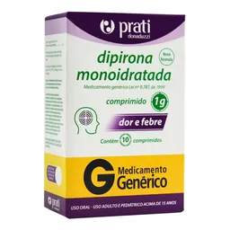 Analgésico e Antitérmico Dipirona 1g Genérico Prati-Dunaduzzi 10 Comprimidos