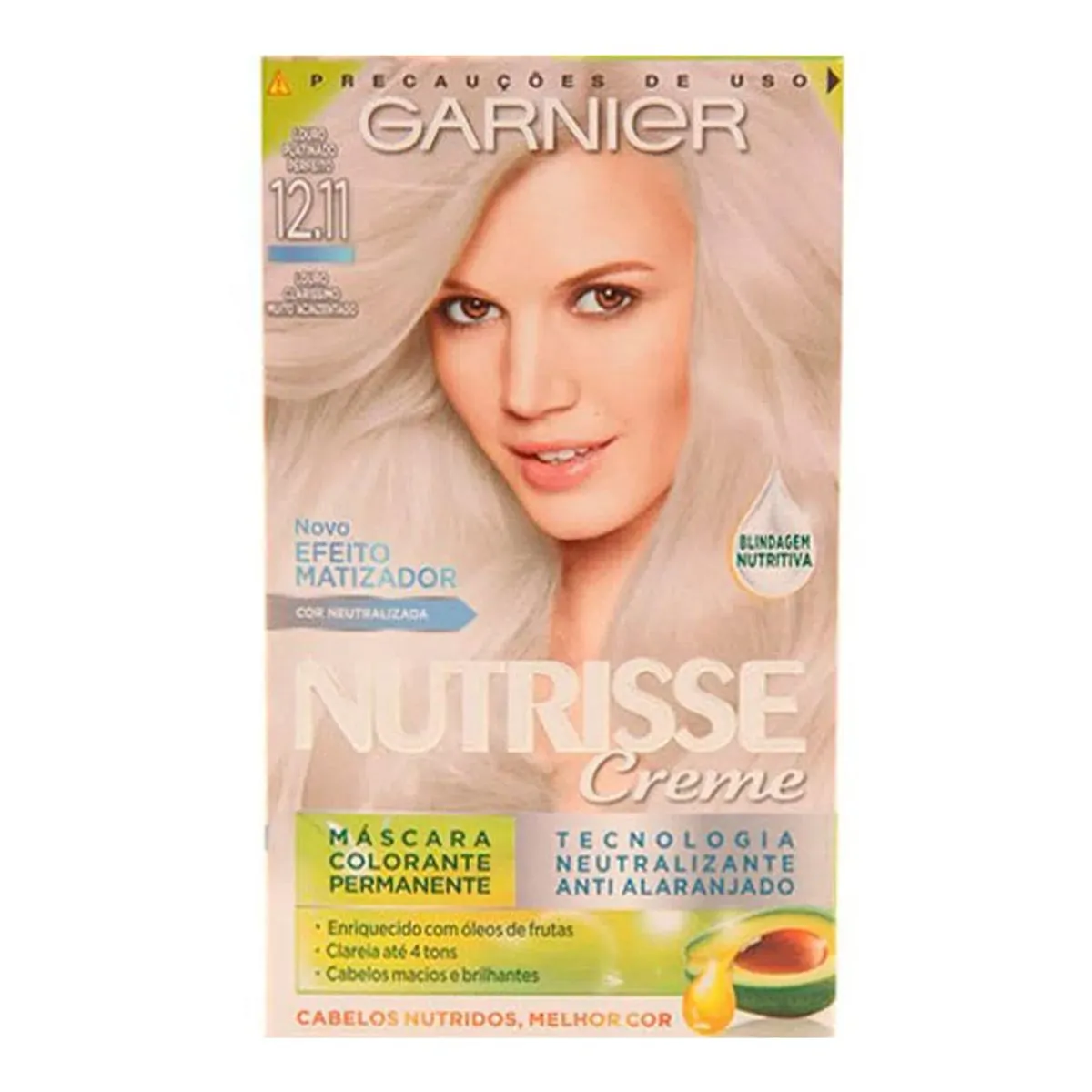 Tinta de Cabelo Garnier Nutrisse Creme 12.11 Louro Claríssimo Muito Acinzentado