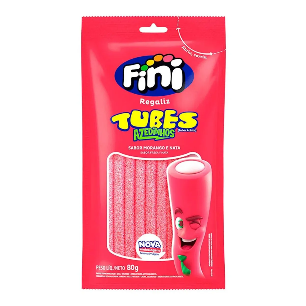 Bala Fini Tubes Morango Cítrico 80g